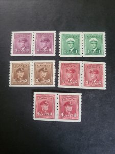 Stamps Canada Scott #263-7 never hinged pairs