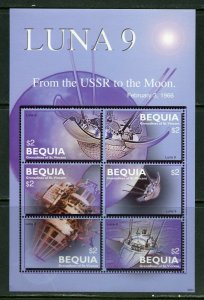 BEQUIA  LUNA 9  FROM THE USSR TO THE MOON  SHEET MINT NH