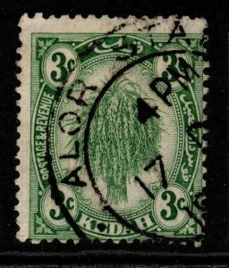 MALAYA KEDAH SG53 1924 3c GREEN USED