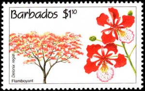 Barbados  #822-825, Complete Set(4), 1992, Trees, Flowers, Never Hinged