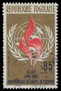 Togo #460 Used - OG (CTO); 85fr UN - 15 yr Anniv Declaration Human Rights (1963)