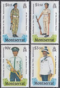 MONTSERRAT Sc # 707 CPL MNH SET of 4 - 75th ANN of DEFENCE FORCES