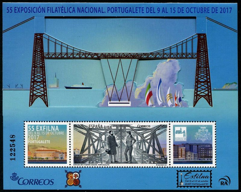 HERRICKSTAMP NEW ISSUES SPAIN Sc.# 4227 Exfilna 2017 Exhibition - Bridge S/S