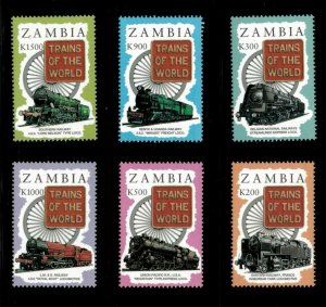 Zambia 1997 -Trains of The World - Set of 6v - Scott 670-75 - MNH