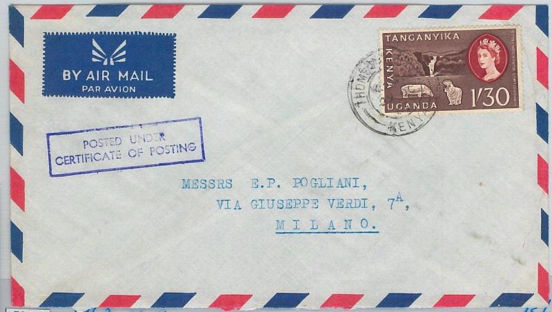 59504 -  British KUT  KENYA - POSTAL HISTORY: COVER to ITALY -  SHEEP  Watefalls