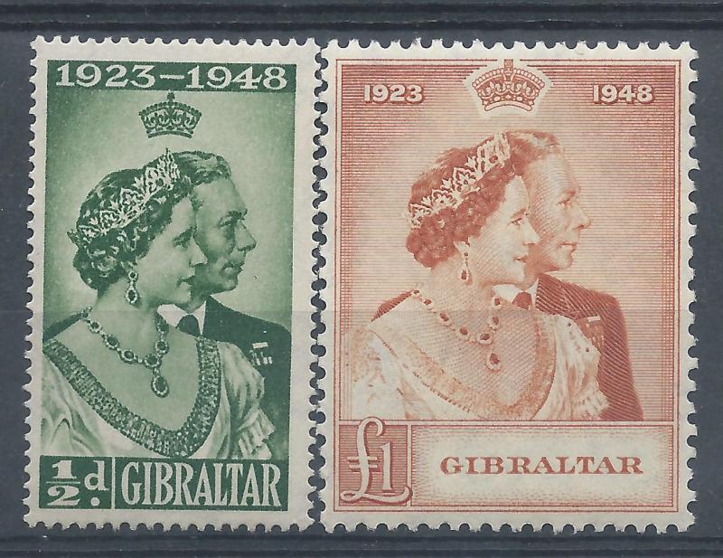 Gibraltar 121-2 NH F-VF cplt. Silver Wedding with a SCV