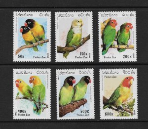 BIRDS - LAOS #1312-17 PARROTS MNH