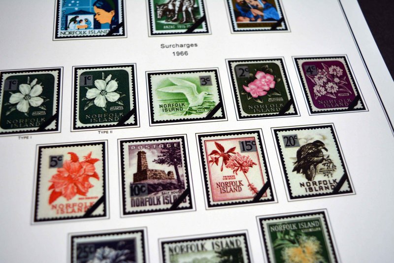 COLOR PRINTED NORFOLK ISLAND 1947-2010 STAMP ALBUM PAGES (129 illustrated pages)