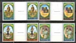 Barbados 528-31 MNH 1980 Regiment Anniv. Gutter Pair