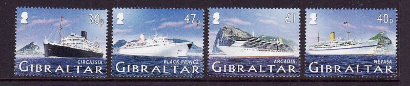 Gibraltar-Sc#1021-4-unused NH set-Cruise Ships-2005-