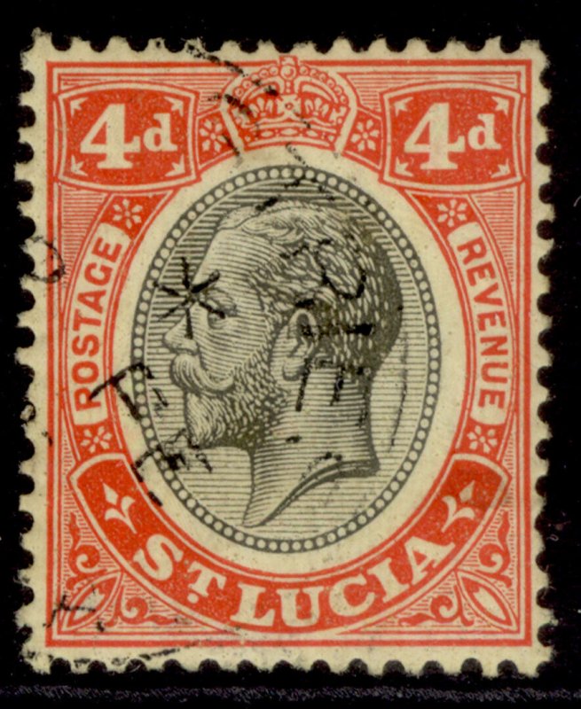ST. LUCIA GV SG101, 4d black & red/yellow, FINE USED. CDS 