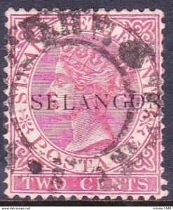 MALAYA SELANGOR 1886 2c Pale Rose SG35 Used