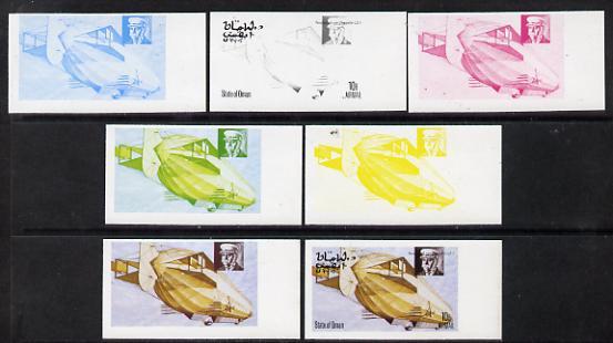 Oman 1977 Airships 10b (Von Zeppelin LZ-1) set of 7 imper...