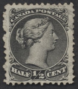 Canada #21c 1/2c Large Queen Thin Paper F-VF Centered Light Cancel