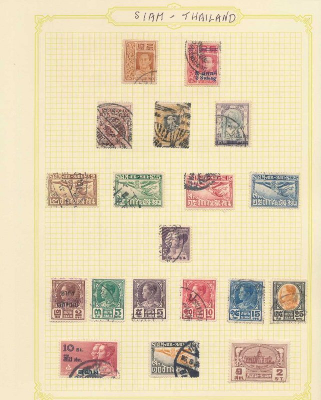 Thailand Early/Modern Used on 8 Pages (Apx 100 Items)  (AB65