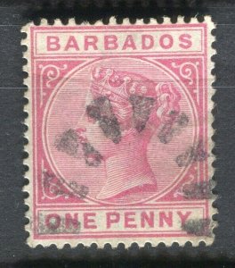 BARBADOS; 1880s early classic QV issue fine used 1d. value