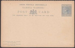 GAMBIA QV 1½d postcard with reply card attached - unused....................T323