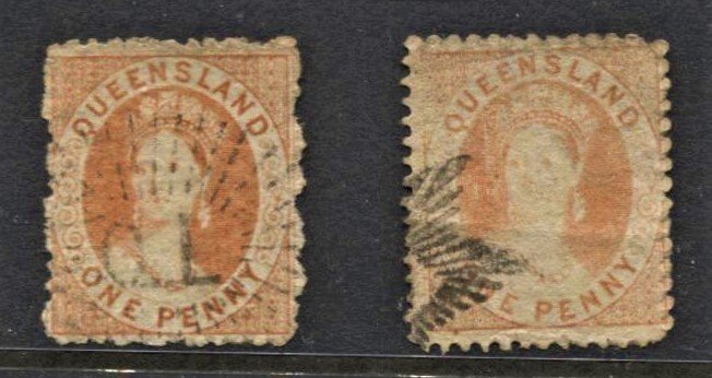 STAMP STATION PERTH Queensland #25 X 2 QV Definitive Used Wmk.66 - Perf.13