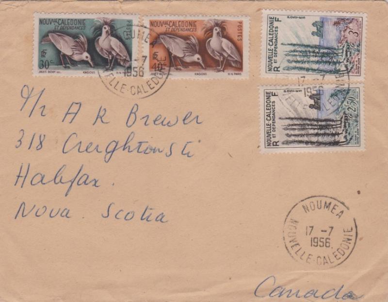 New Caledonia 30c and 40c Kagus, 2.50F and 3F Towers of Notre Dame 1956 Noume...