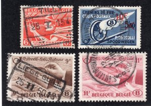 Belgium 1945-48 Group of 4 Parcel Post, Scott Q296, Q298, Q307-Q308 used