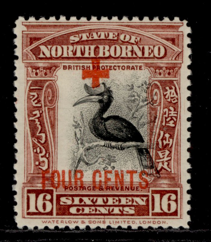 NORTH BORNEO GV SG244, 16c + 4c brown-lake, M MINT.