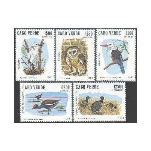 Cape Verde 436-440,MNH. Birds 1981.Egret,Barn owl,Passerine,Gallinule,Fowl,
