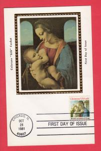 #1940 Christmas Madonna - Colorano Silk Card Cachet!