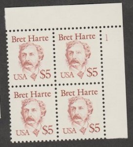 U.S. Scott #2196 Bret Harte Stamp - Mint NH Plate Block