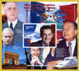 Mozambique 2007  Nicolas Sarkozy/De Gaulle/Concorde/Space S/S Imperforated MNH