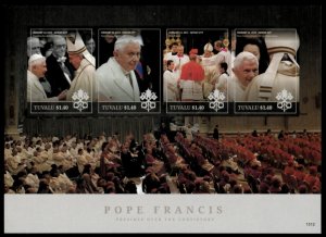 Tuvalu 2015 - Pope Francis - Sheet of 4 IMPERF Stamps - MNH