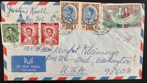 1950 Bangkok Thailand Airmail Cover To Ariel WA USA