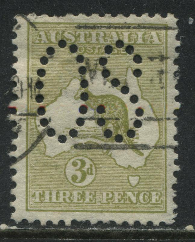 Australia 1913 3d Roo perforated Official used