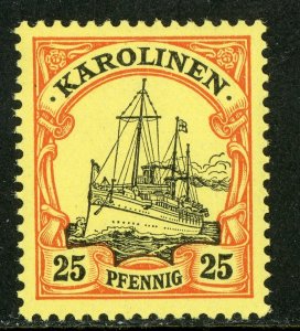 Caroline Islands 1901 Germany 25 pfg Yacht Ship Unwatermark Scott #11 MNH A262