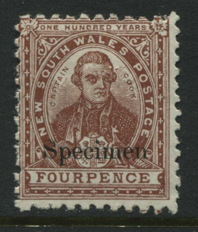 New South Wales 1888 4d brown overprinted SPECIMEN