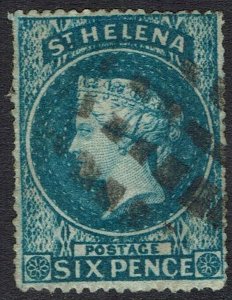 ST HELENA 1861 QV 6D WMK STAR ROUGH PERF USED