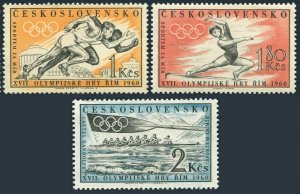 Czechoslovakia 967-969,MNH.Michel 1206-1208. Olympics Rome-1960.Running,Rowing,