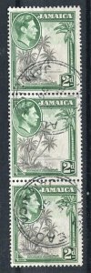 JAMAICA; 1938-40s early GVI issue fine used Pictorial Strip, 2d. value