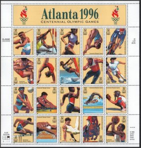 SC#3068 32¢ 1996 Summer Olympic Games Sheet of Twenty (1996) MNH