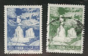 LEBANON Scott C323-324 used 1961 airmail short set Waterfall