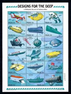 [56483] Palau 1995 Submarines Diving Sheet Folded once Sheet