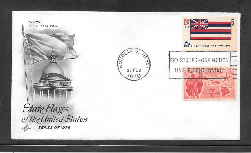 Just Fun Cover #1682 FDC HI. State Flag Artcraft Cachet. (A1512)