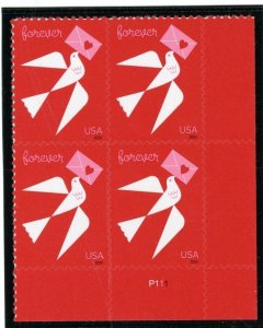 US  5826  Love Dove  - Forever Plate Block of 4 - MNH - 2024 - P111 LR