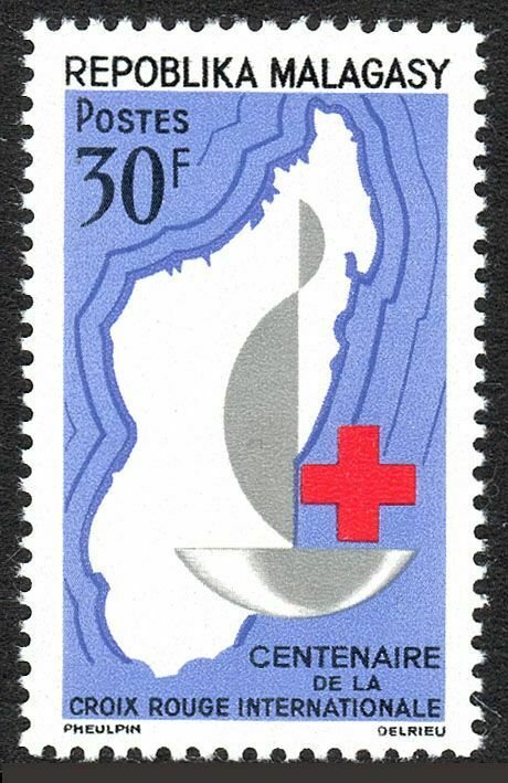 Malagasy 354, MNH. Intl. Red Cross Centenary. Map & Centenary Emblem, 1963