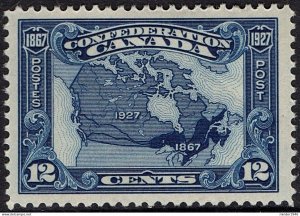 CANADA 1927 KGV 12c Blue, Confederation 60th Anniversary-Canadian Map SG270 MH