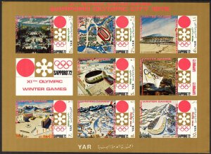 {Y077} Yemen 1970 Olympics Sapporo Architecture Sheet imperf. MNH 8 Eur.