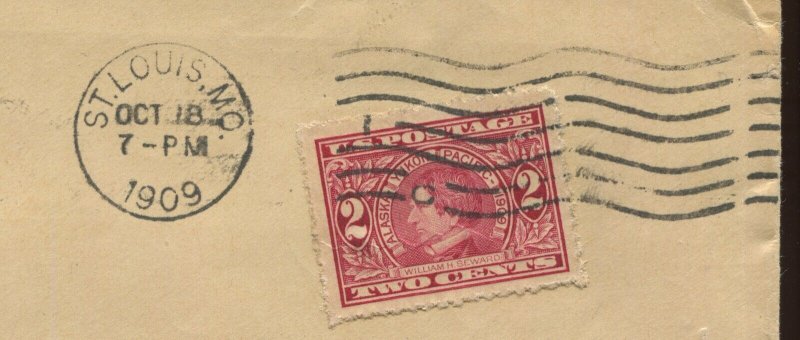 371 Seward Imperf Private Roulette on 1909 Cover Stanley Gibbons Attest Letter