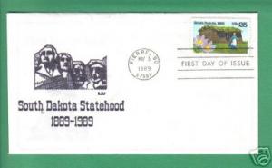 #2416 South Dakota Statehood -Seldom Seen RJW CACHET