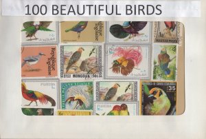 A Nice Selection Of 100 All Different Topicals. Beautiful Birds.   #02 TOP17