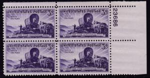 United States 1947 Plate Number Block Scott 950 Utah Settlement  VF/NH