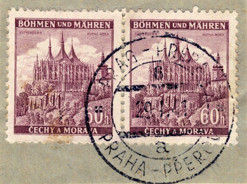 BÖHMEN u. MAHREN 1941  PRAG-PRERAU  TPO n°6a bilingual CDS on 2xMi.27